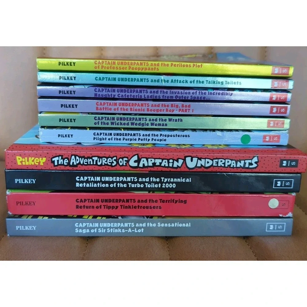Captain Underpants Book Lot Of 10 Pilkey Scholastic Mix Of‎ Soft And Hardcover